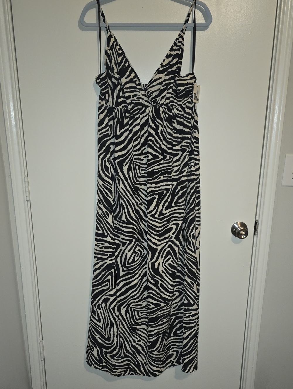 Nordstrom Black and White Zebra-Print Maxi Slip Dress with V-Neck
